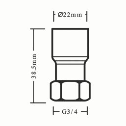 Flomasta  Copper End Feed Straight Tap Connector 22mm x 3/4"