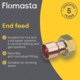 Flomasta  Copper End Feed Straight Tap Connector 22mm x 3/4"