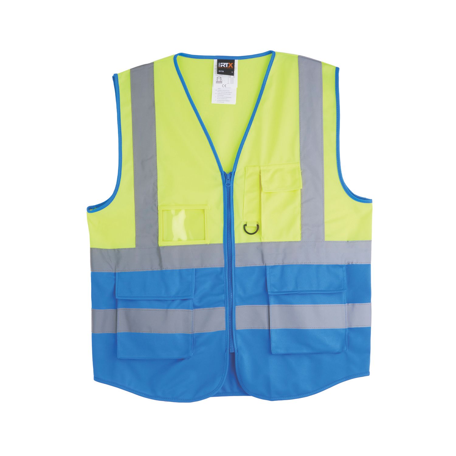 Pro RTX High Visibilty Executive Waistcoat Yellow / Royal Blue Medium 40" Chest (574AL)