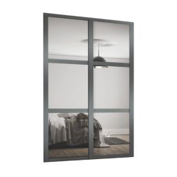 Spacepro Shaker 2-Door Sliding Wardrobe Door Kit Graphite Frame Mirror Panel 1793mm x 2260mm