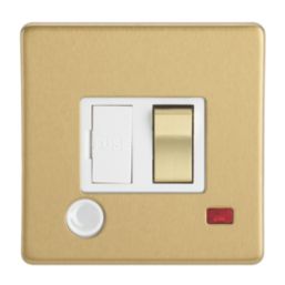 Contactum Lyric 13A Switched Fused Spur & Flex Outlet with Neon Brushed Brass with White Inserts