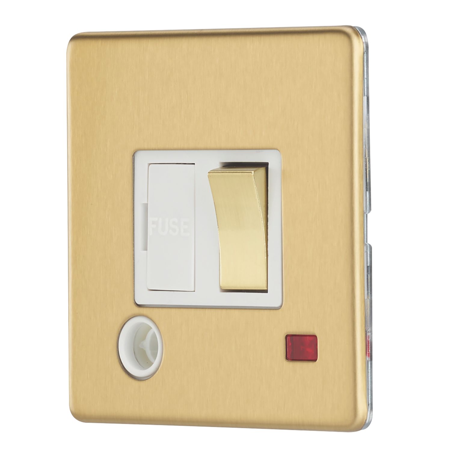 Contactum Lyric 13A Switched Fused Spur & Flex Outlet with Neon Brushed Brass with White Inserts (574RP)
