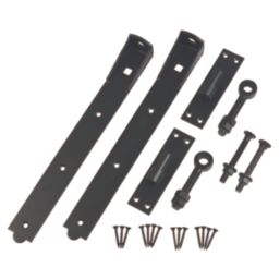 GateMate Black Straight Adjustable Bands & Hooks 165mm x 18" x 450mm 2 Pack