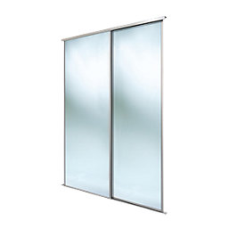 Spacepro Classic 2-Door Framed Sliding Wardrobe Doors Silver Frame Mirror Panel 1793mm x 2260mm