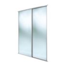 Spacepro Classic 2-Door Framed Sliding Wardrobe Doors Silver Frame Mirror Panel 1793mm x 2260mm