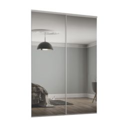 Spacepro Classic 2-Door Framed Sliding Wardrobe Doors Silver Frame Mirror Panel 1793mm x 2260mm