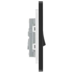 British General Evolve 20A 16AX 1-Gang Intermediate Light Switch Matt Black with Black Inserts
