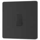 British General Evolve 20A 16AX 1-Gang Intermediate Light Switch Matt Black with Black Inserts