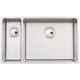 Abode Matrix 1.5 Bowl Stainless Steel Undermount & Inset Kitchen Sink RH  740mm x 440mm