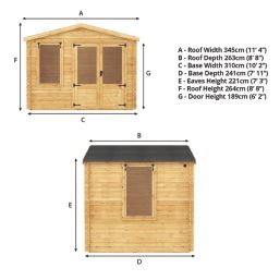Mercia  10' x 8' (Nominal) Apex Timber Log Cabin