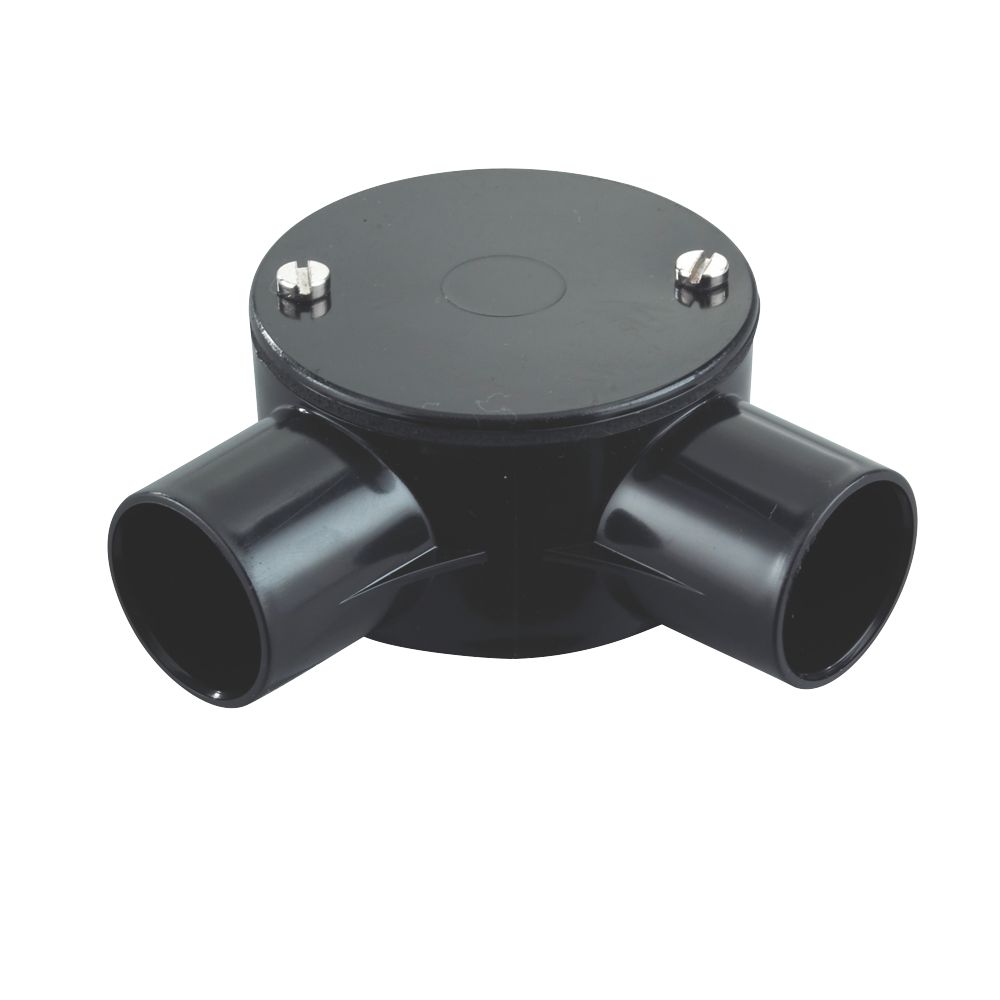 Tower 2 Way 25mm Angle Box Black - Screwfix