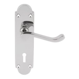 Smith & Locke Lulworth Fire Rated Lock Lever on Backplate Door Handles Pair Polished Chrome