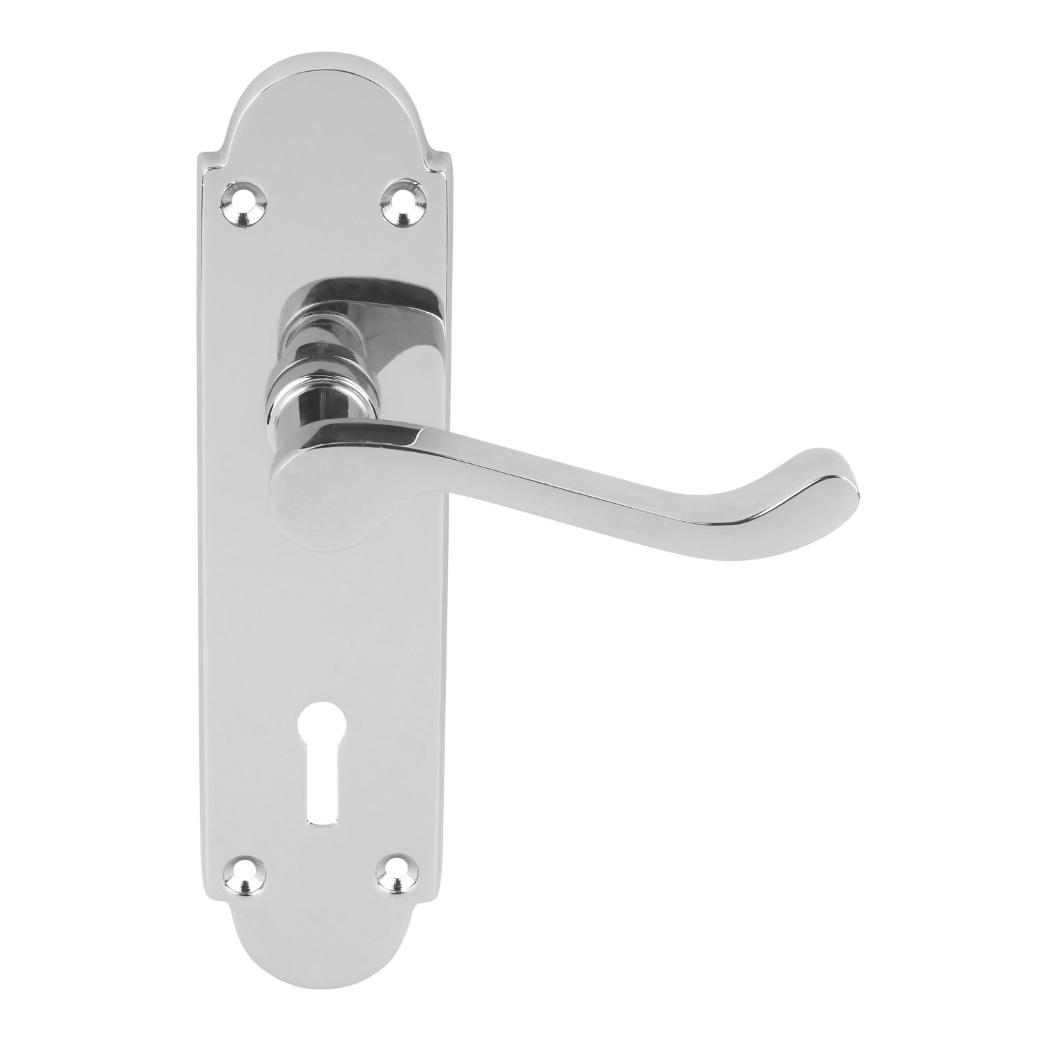 Smith & Locke Lulworth Fire Rated Lock Lever on Backplate Door Handles Pair Polished Chrome (5768R)