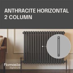 Flomasta 600mm x 785mm 2730BTU Anthracite Horizontal 2 Column Radiator