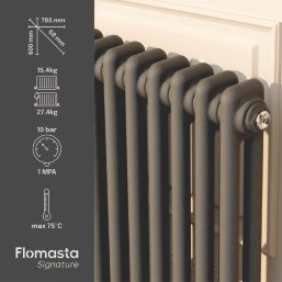Flomasta 600mm x 785mm 2730BTU Anthracite Horizontal 2 Column Radiator