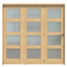 Green & Taylor  3-Door 4-Frosted Light Satin Lacquered Oak Wooden Shaker Internal Bi-Fold Fully Finished Door 2060mm x 2133mm