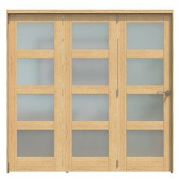 Green & Taylor  3-Door 4-Frosted Light Satin Lacquered Oak Wooden Shaker Internal Bi-Fold Fully Finished Door 2060mm x 2133mm