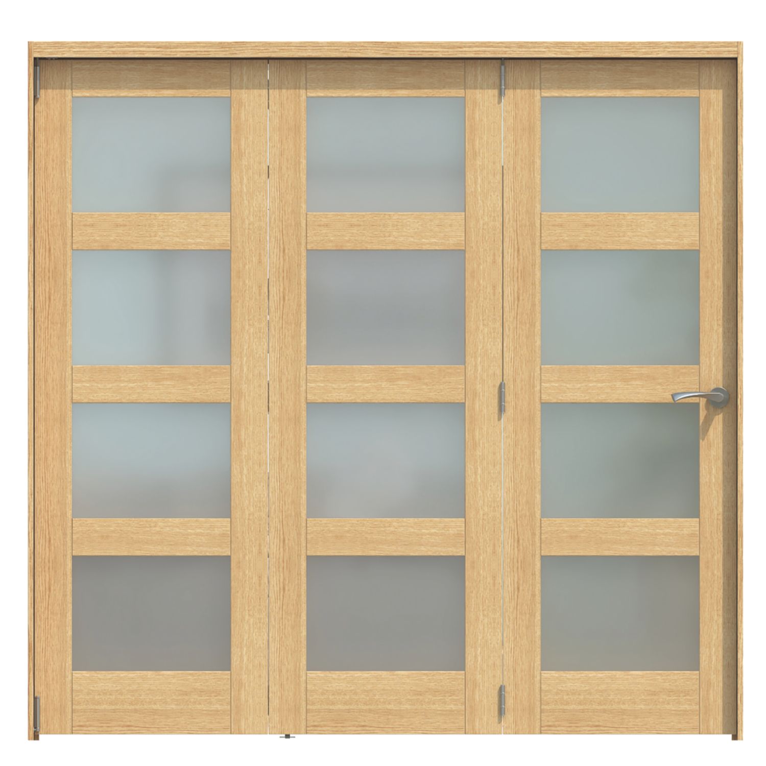 Green & Taylor 3-Door 4-Frosted Light Satin Lacquered Oak Wooden Shaker Internal Bi-Fold Fully Finished Door 2060mm x 2133mm (576CT)