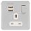 Schneider Electric Lisse Deco 13A 1-Gang SP Switched Socket + 2.1A 10.5W 2-Outlet Type A USB Charger Polished Chrome with White Inserts