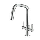 Clearwater Kira KIR20BN Double Lever Tap with Twin Spray Pull-Out  Brushed Nickel PVD