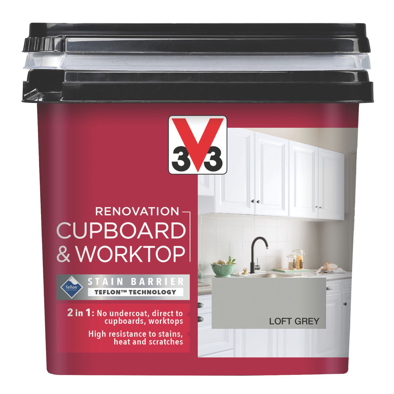 V33 750ml Loft Grey Satin Kitchen Cupboard Paint (576FW)