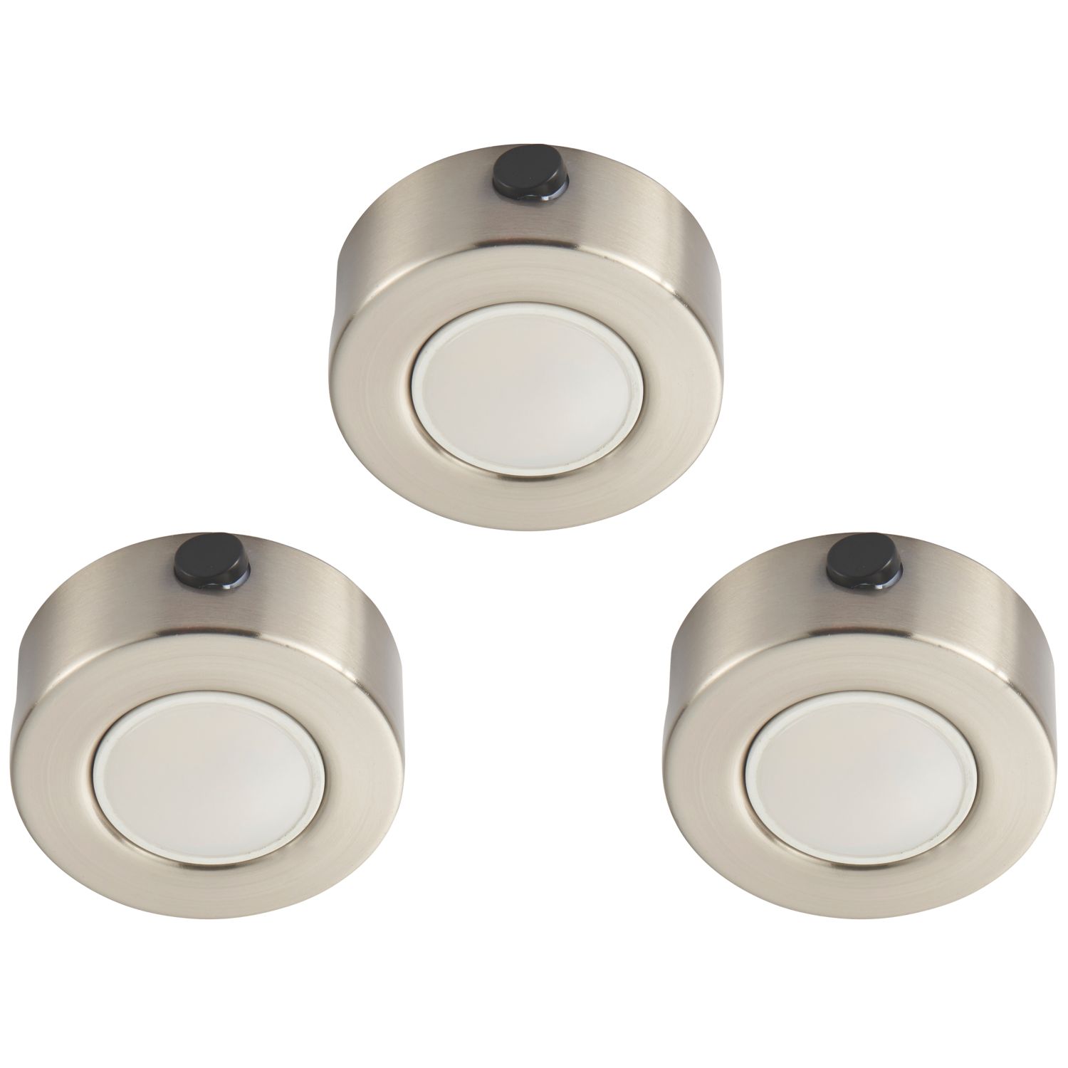 LAP Iris Round LED CCT Cabinet Downlights Satin Nickel 15W 3 x 400lm 3 Pack (576FY)