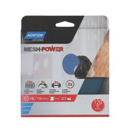 Norton   120 Grit Mesh Wood, Plaster, Plasterboard & Paint Sanding Discs 150mm 5 Pack