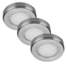 Sensio Hype TrioTone Round LED Cabinet Downlights Brushed Steel 6W 170-190lm 3 Pack