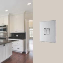 LAP  20A 16AX 2-Gang 2-Way Light Switch  Brushed Stainless Steel