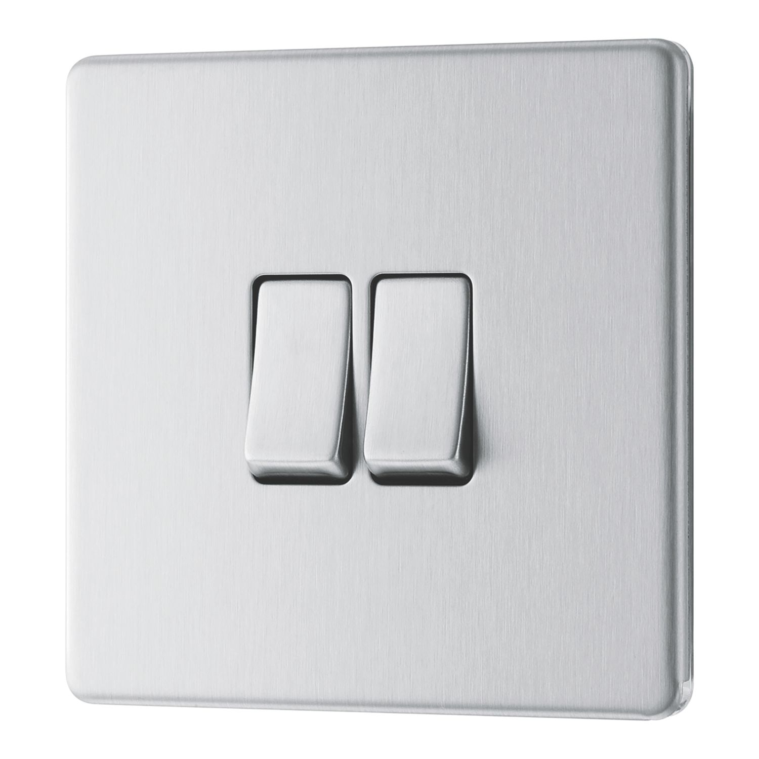 LAP 20A 16AX 2-Gang 2-Way Light Switch Brushed Stainless Steel (576PN)