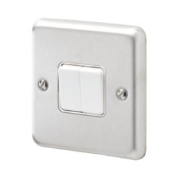 MK Contoura 10A 2-Gang 2-Way Switch  Brushed Stainless Steel with White Inserts