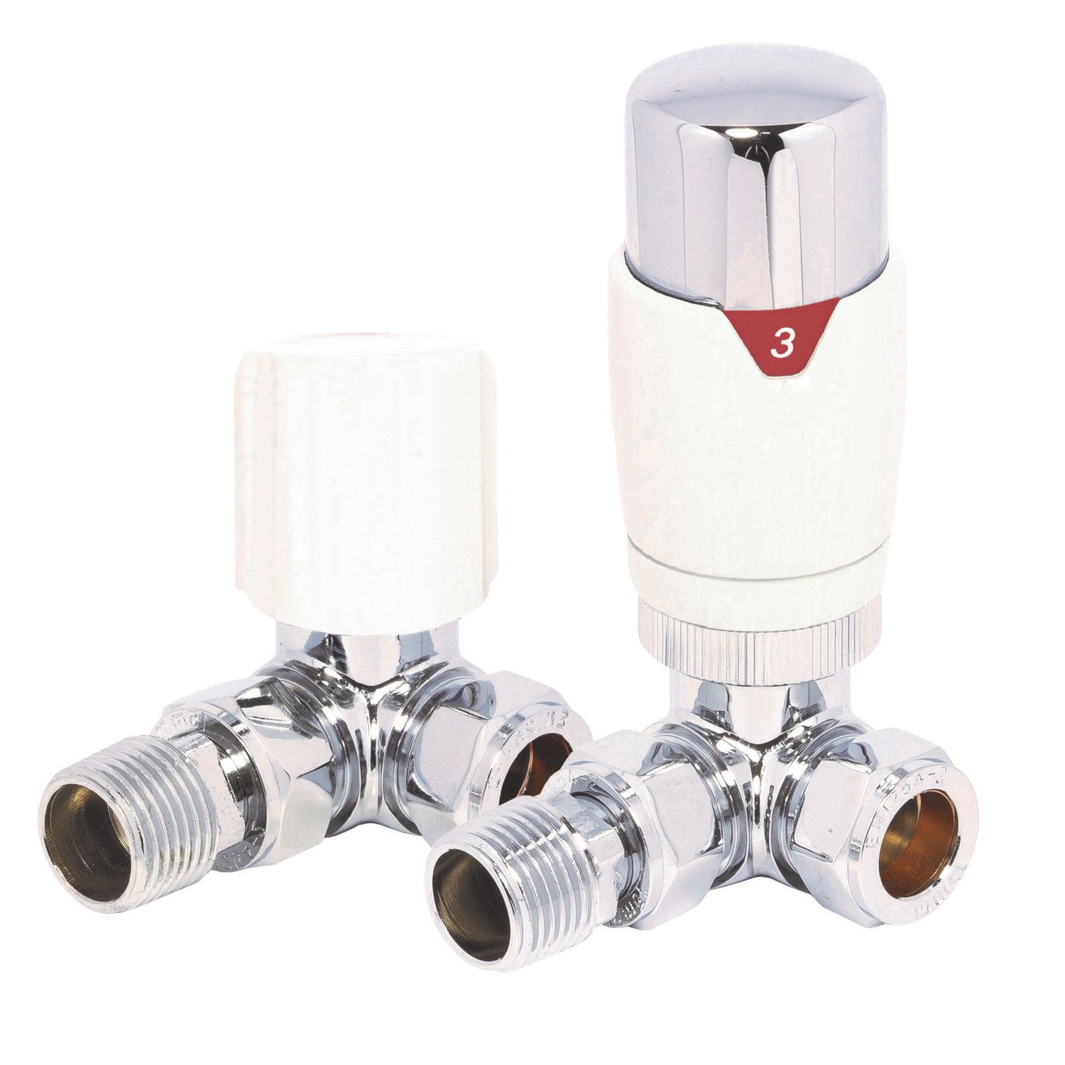 Towelrads 15mm x 1/2" White Corner Modern Thermostatic Radiator Valve & Lockshield (576RY)