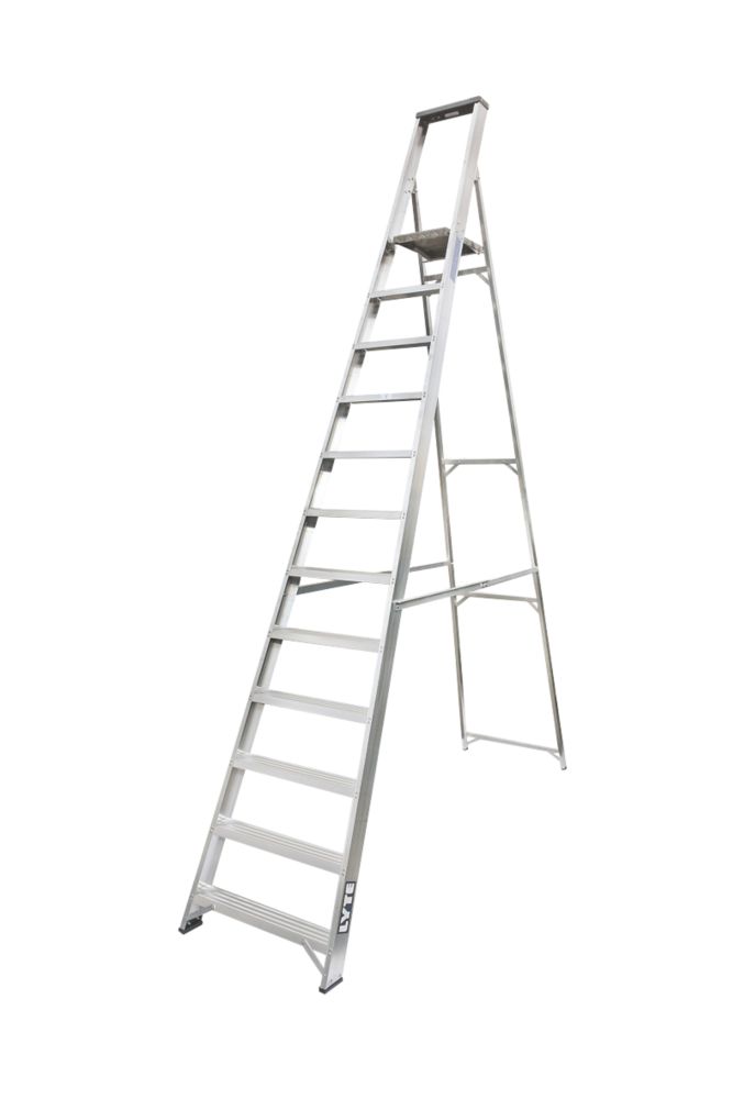 Lyte Aluminium 3.18m 12 Step Platform Step Ladder Screwfix