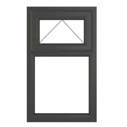 Crystal  Top Opening Clear Triple-Glazed Casement Anthracite on White uPVC Window 610mm x 1040mm