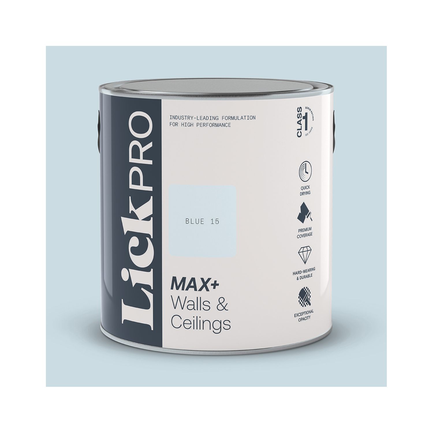LickPro Max+ 2.5Ltr Blue 15 Matt Emulsion Paint (577JY)