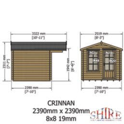 Shire Crinan 8' x 8' (Nominal) Apex Timber Log Cabin