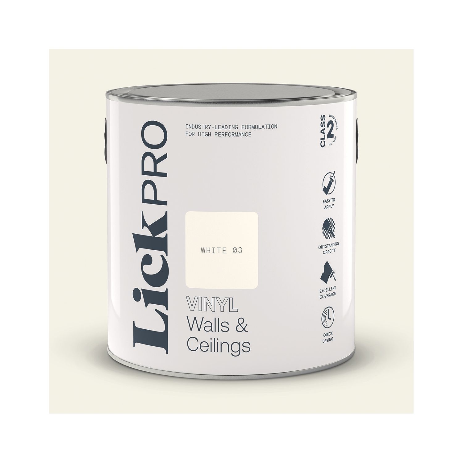 LickPro 2.5Ltr White 03 Vinyl Matt Emulsion Paint (577TM)