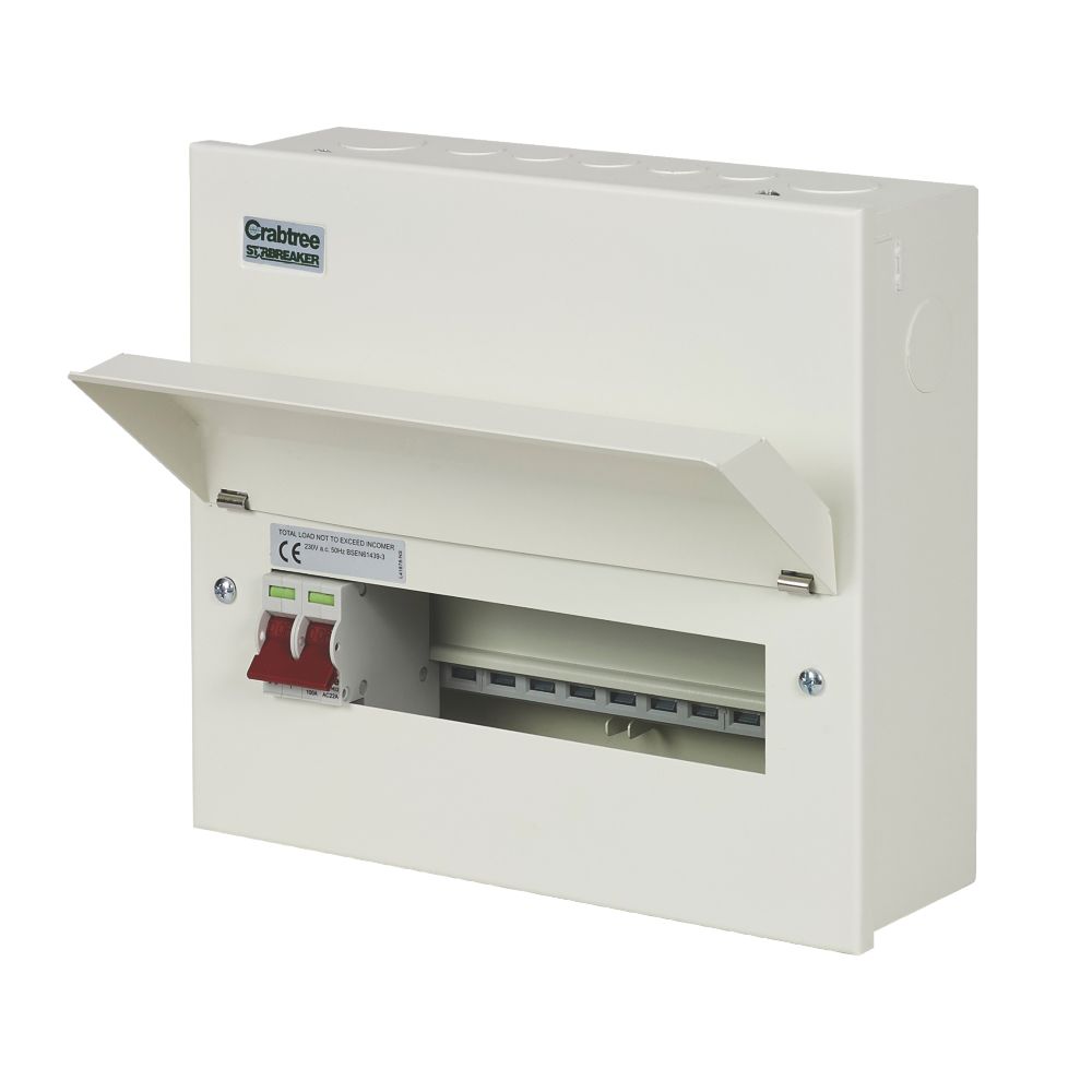 Crabtree Starbreaker 12-Module 10-Way Part-Populated  Main Switch Consumer Unit