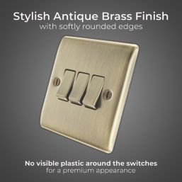 British General Nexus Metal 10AX 3-Gang 2-Way Light Switch  Antique Brass