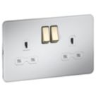 Knightsbridge  13A 2-Gang 2-Pole Switched Socket Matt White