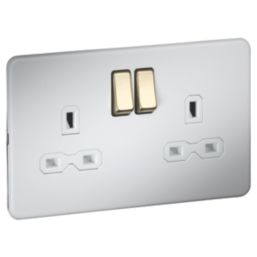 Knightsbridge  13A 2-Gang 2-Pole Switched Socket Matt White