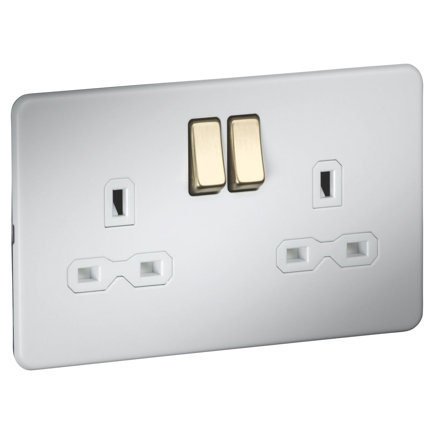 Knightsbridge 13A 2-Gang 2-Pole Switched Socket Matt White (578AM)