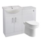 Essentials Idaho Bathroom Vanity Unit & WC Pack White Gloss 1155mm x 820mm x 855mm