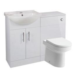 Essentials Idaho Bathroom Vanity Unit & WC Pack White Gloss 1155mm x 820mm x 855mm