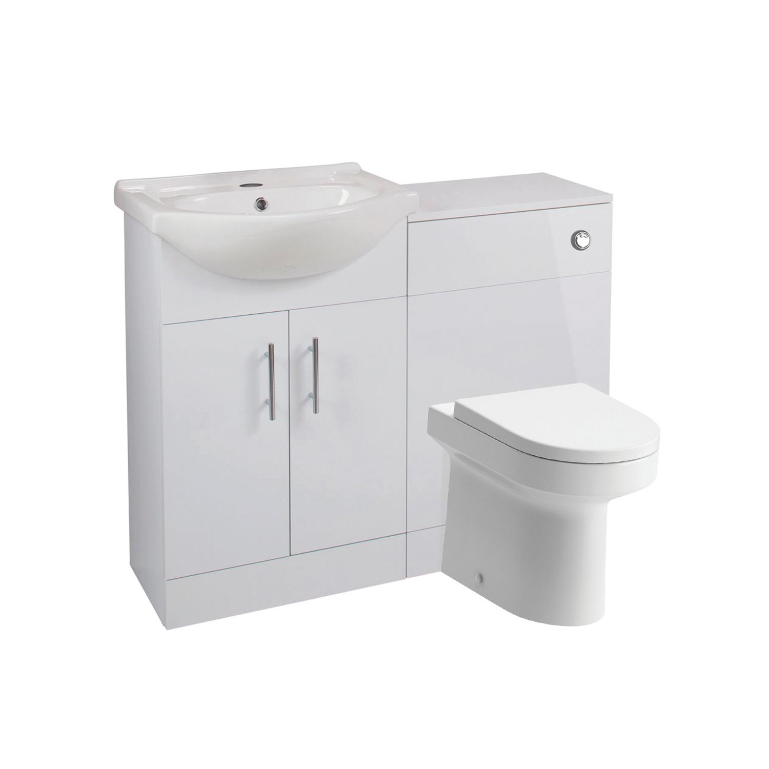 Essentials Idaho Bathroom Vanity Unit & WC Pack White Gloss 1155mm x 820mm x 855mm (578EY)