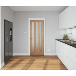 Modern 3-Frosted Light Unfinished Oak Wooden Traditional Internal Door 1981mm x 686mm
