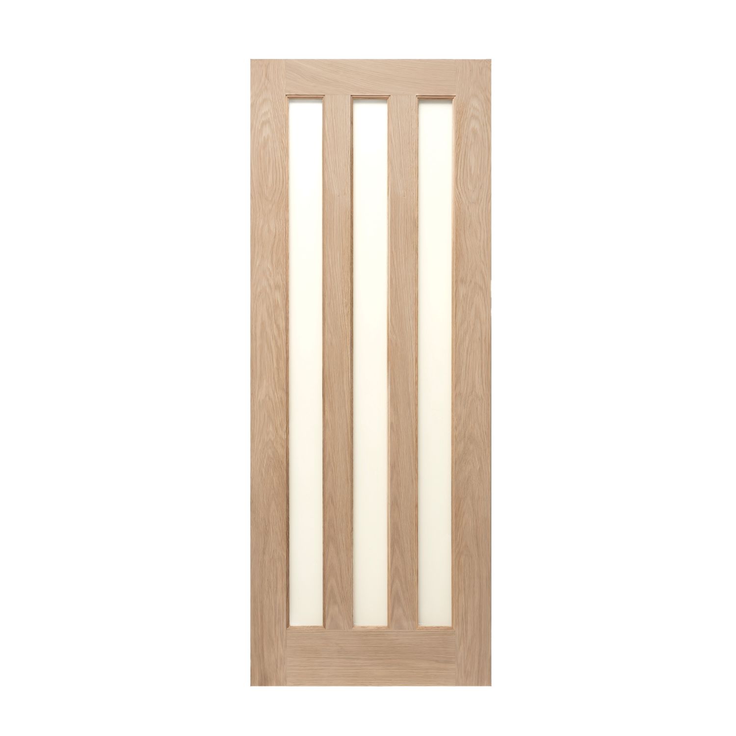 Modern 3-Frosted Light Unfinished Oak Wooden Traditional Internal Door 1981mm x 686mm (578FA)