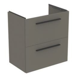 Ideal Standard i.life S Wall Hung Vanity Unit with Black Handles & Basin Matt Quartz Grey 600mm x 375mm x 665mm
