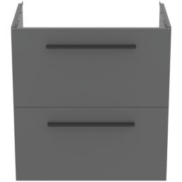 Ideal Standard i.life S Wall Hung Vanity Unit with Black Handles & Basin Matt Quartz Grey 600mm x 375mm x 665mm