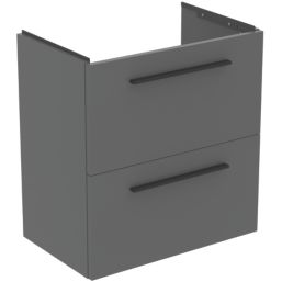 Ideal Standard i.life S Wall Hung Vanity Unit with Black Handles & Basin Matt Quartz Grey 600mm x 375mm x 665mm